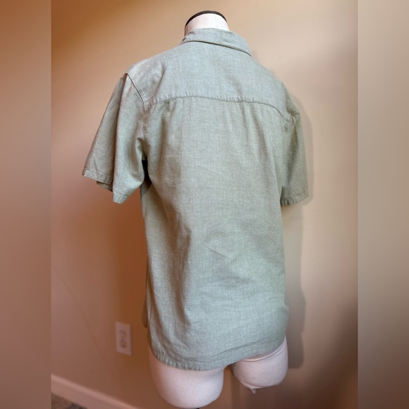 Bobbie Brooks Cotton Olive Green Short Sleeve Button Up With Floral Embroidery - Picture 6 of 8